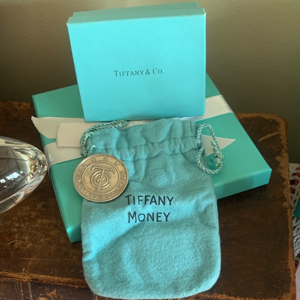 Tiffany & Co. Silver Coin with Blue Pouch and box 616